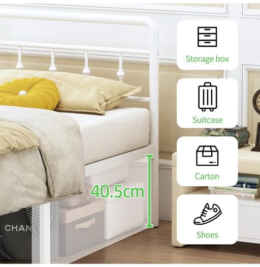 Double Bed Frame 4ft6 with Headboard and Footboard, Metal Bed Frame Double 46 cm High