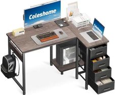 Corner Desk with Drawers 100x70 cm, Grey