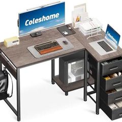 Corner Desk with Drawers 100x70 cm, Grey