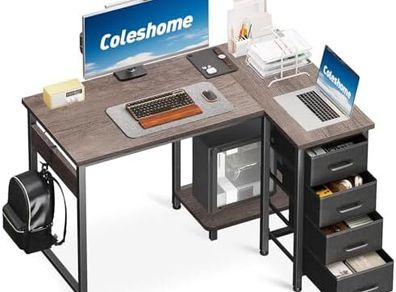 Corner Desk with Drawers 100x70 cm, Grey