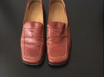 Women's real leather white Tamaris EUR39 and brown leather flat shoes loafers moccasins size EUR40