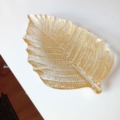 Large Glass Decorative Leaf Plate or Bowl