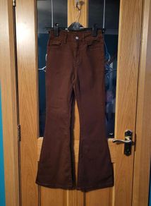 Brown stretchy flared jeans, Size XS / 6