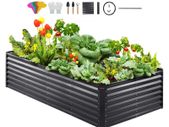 Raised Garden Bed 240 x 120 x 60 cm  Galvanized Metal Planter Box, Outdoor Planting Boxes with Open Base, for Growing Flowers/Vegetables/Herbs in Backyard/Garden/Patio/Balcony, Dark Gray