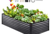 Raised Garden Bed 240 x 120 x 60 cm  Galvanized Metal Planter Box, Outdoor Planting Boxes with Open Base, for Growing Flowers/Vegetables/Herbs in Backyard/Garden/Patio/Balcony, Dark Gray