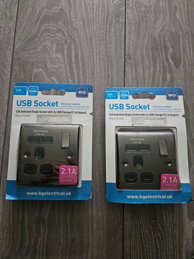 BN single black nickel sockets with usb charger