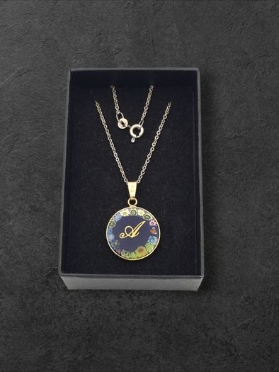 Italian Sterling Silver Millefiori Murano Glass Necklace