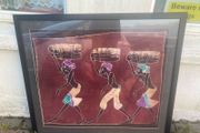 A framed ethnic African batik artwork free postage
