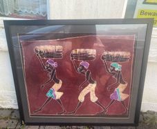 A framed ethnic African batik artwork free postage