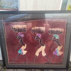 A framed ethnic African batik artwork free postage