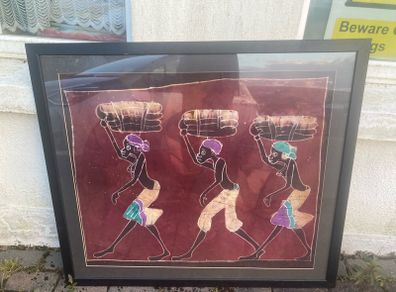A framed ethnic African batik artwork free postage