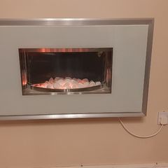 Wood glass cabinet/display with lights, coffee table