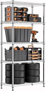 1250 lbs Steel Heavy Duty 5-Tier Utility Shelving Unit Steel Organizer Wire Rack for Home,Kitchen,Office,Chrome 35 x 60 x 158.7 cm