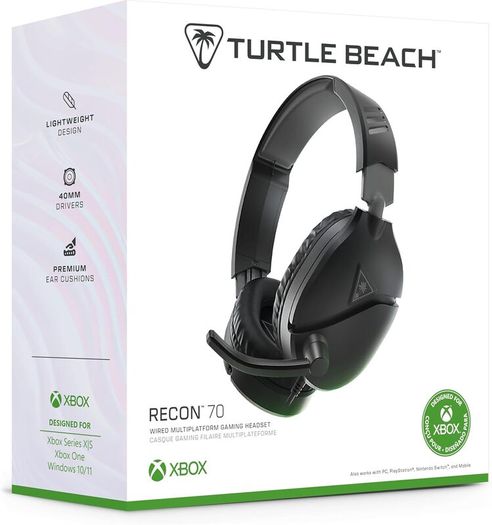 Turtle Beach Recon 70 Black Xbox Wired Gaming Headset. Officially Licensed for Xbox Series X or S and Xbox One