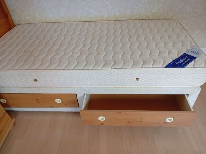 Single bed pine headboard and locker