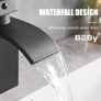 Waterfall Spout Bathroom Sink Mixer Taps,Single Handle Basin Mixer Tap, Lavatory Vessel Faucet,Stainless Steel,Matte Black Vanity Tap Image 5