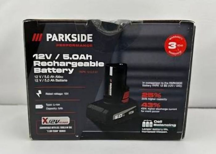 Parkside Performance 5AH 12V Battery. Indoor Outdoor Maintenance DIY Projects Garage Garden Mechanic 12V 20V 40V Xteam Cordless Brushless Power Tools Lidl