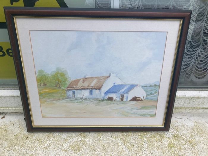 Irish cottage watercolour painting free  postage