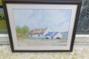 Irish cottage watercolour painting free  postage