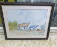 Irish cottage watercolour painting free  postage