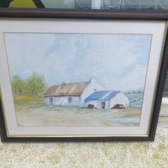 Irish cottage watercolour painting free  postage
