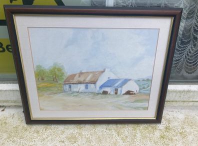 Irish cottage watercolour painting free  postage