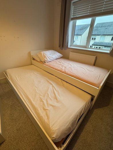 Bed frame with under bed and storage