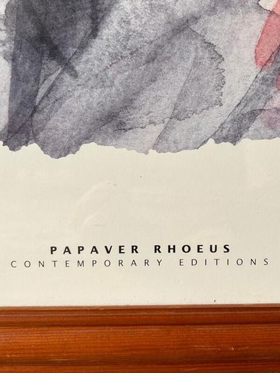 Framed watercolour painting of poppies
