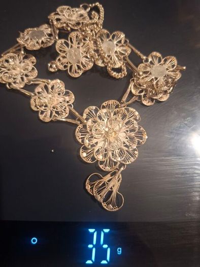 Long silver necklace