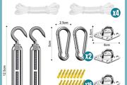 Sun Shade Sail Fixing Kit - Sail Shade Hardware Kit 304 Stainless Steel, Sun Shade Sail Hardware Kit for Garden Rectangle/Square, Heavy Duty Sun Sail Hardware Kit Installation 40 Pcs (FREE SHIPPING)