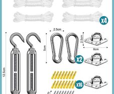 Sun Shade Sail Fixing Kit - Sail Shade Hardware Kit 304 Stainless Steel, Sun Shade Sail Hardware Kit for Garden Rectangle/Square, Heavy Duty Sun Sail Hardware Kit Installation 40 Pcs (FREE SHIPPING)