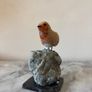 Hand-Carved Gemstone European Robin on Raw Crystal Base Image 3