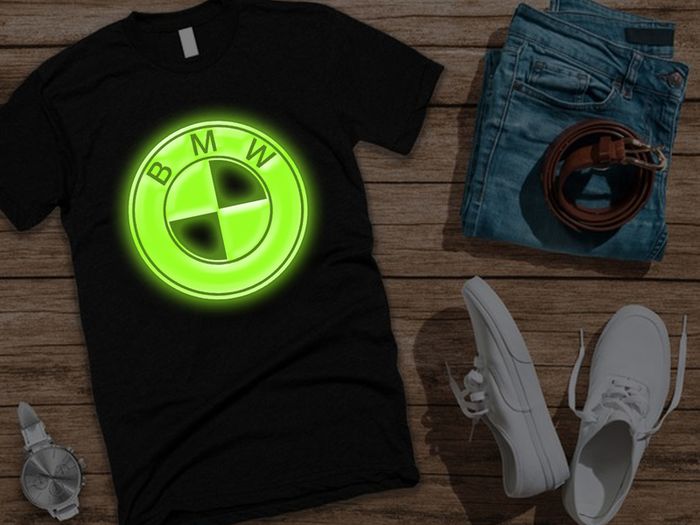 Glow in the dark Bmw Logo t-shirt tee top shirt bmw t-shirt