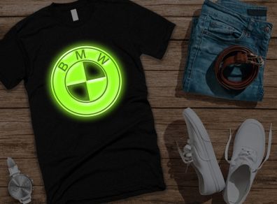 Glow in the dark Bmw Logo t-shirt tee top shirt bmw t-shirt