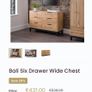 New Bali Six Drawer Chest 40 D x 120 W x 77 cm Image 2