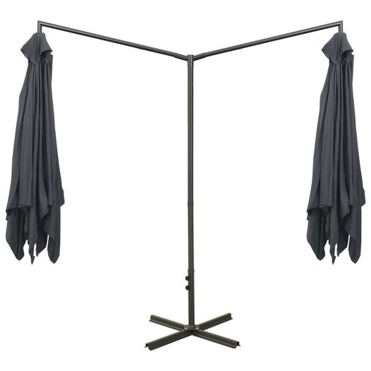 Double Parasol with Steel Pole Anthracite 600x300 cm