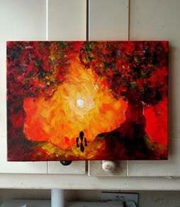 12 x 16 inch  Acrylic on canvas panel, varnised. Part of my Draoicht series. Original art by Irish Artist Gerard McGibney.