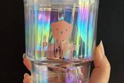 Pink Bear Iridescent Halo Effect Chrome Glass Tumblr Cup