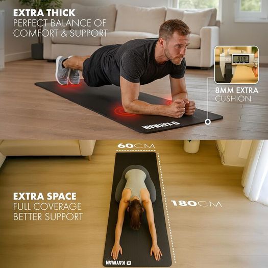 Yoga Mat Multi-Purpose Extra Thick Foam Exercise Mats  Ideal Floor Mat for Pilates, Stretching, Resistance Workout & Therapy Home & Gym Equipment Accessory