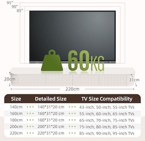 Floating TV Stand Unit with RGB LED Light - 220CM Wall Mounted
