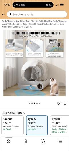 Self cleaning automatic cat litter (XXL),WiFi connection,app control