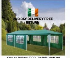 3 x 9 m Gazebo, Protection Party Tent, MaterialHigh-Quality Marquee Garden Tent with 8 Side Panels, Waterproof for Wedding, Party, Garden, Market