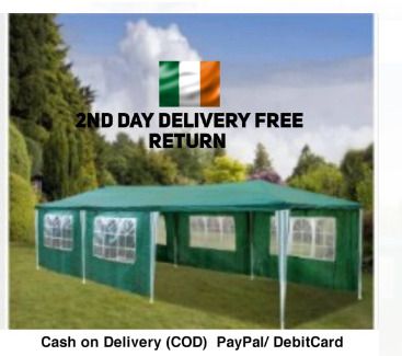 3 x 9 m Gazebo, Protection Party Tent, MaterialHigh-Quality Marquee Garden Tent with 8 Side Panels, Waterproof for Wedding, Party, Garden, Market