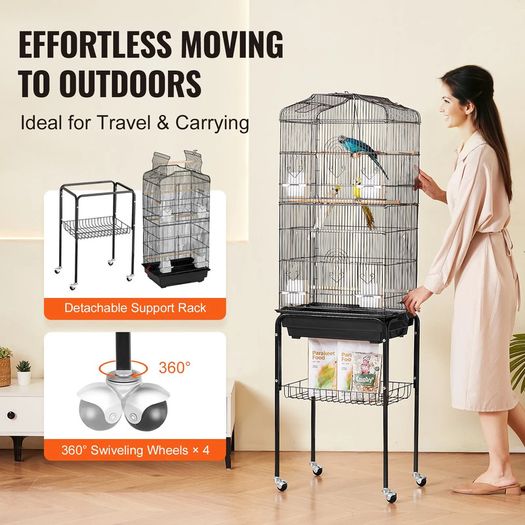 Large Bird Cage 62 Inch with Rolling Stand & Tray