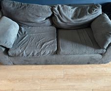 Grey corduroy fabric sofa