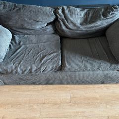Grey corduroy fabric sofa