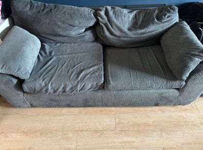 Grey corduroy fabric sofa