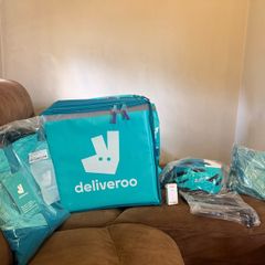 Deliveroo Full Cycle Kit Never Used Fully Brand New with Helmet, Delivery Bag, Raincoat, Jacket, Phone Holder, Alarm full kit from Deliveroo