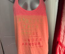 Under Armour ladies heat gear orange sports top size L UK16 EU44 Postage included