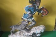 Native American warrior and wolf figurine